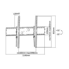 Sunne Wall Mount, 60-100-LP, 60-100 , M цена и информация | Кронштейны и крепления для телевизоров | pigu.lt