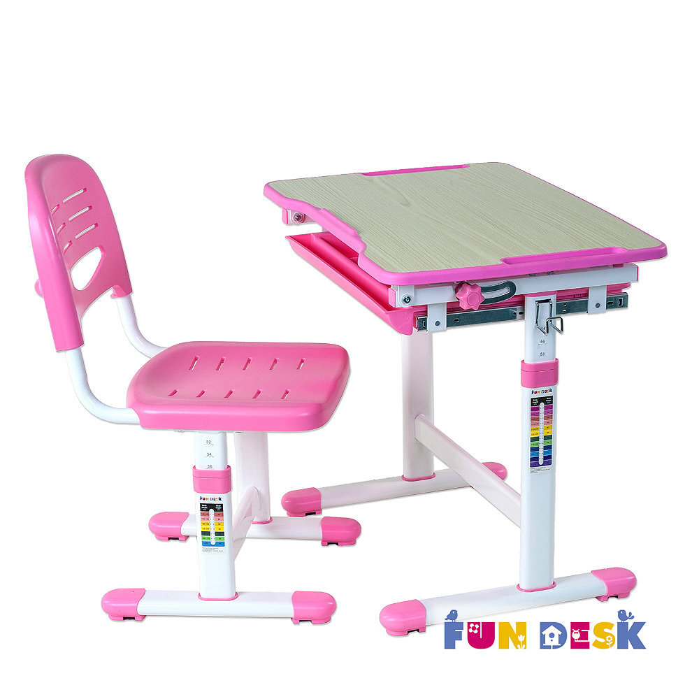 Augantis vaikiškas stalas ir kėdė FunDesk Piccolino, rožinis kaina ir informacija | Kompiuteriniai, rašomieji stalai | pigu.lt