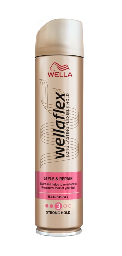 Stiprios fiksacijos plaukų lakas Wellaflex Style&Repair Strong Hold 250 ml цена и информация | Plaukų formavimo priemonės | pigu.lt