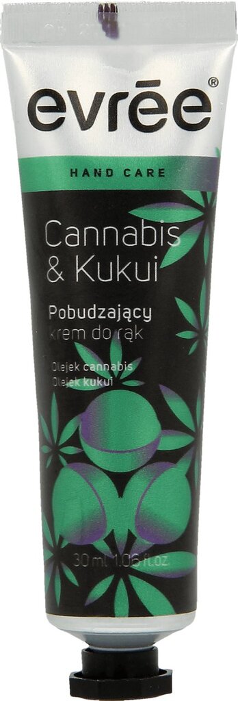 Drėkinamasis rankų kremas Evree Cannabis & Kukui 30 ml kaina ir informacija | Kūno kremai, losjonai | pigu.lt