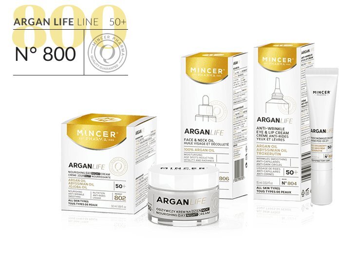 Drėkinamasis dieninis veido kremas su argano aliejumi Mincer Pharma Argan Life No.801 50 ml kaina ir informacija | Veido kremai | pigu.lt