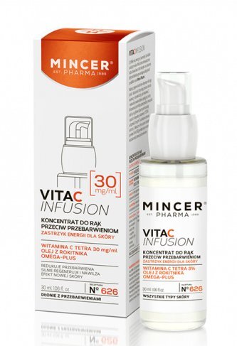 Drėkinamasis koncentratas rankų odai Mincer Pharma Vita C Infusion Nr.626, 30 ml kaina ir informacija | Kūno kremai, losjonai | pigu.lt
