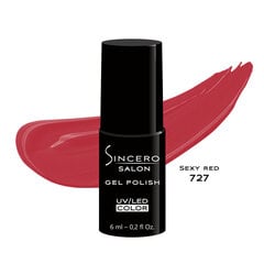 Гель-лак для ногтей Sincero Salon, 6 мл, SEXY RED, 727 цена и информация | Лаки, укрепители для ногтей | pigu.lt