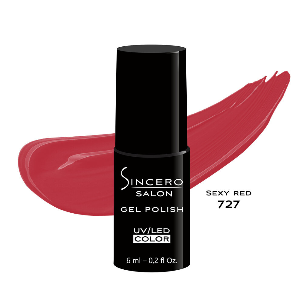 Gelinis nagų lakas Sincero Salon, Sexy Red 727, 6ml kaina ir informacija | Nagų lakai, stiprintojai | pigu.lt