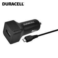 Duracell Универсальная 2.4A Одного USB Гнезда Авто 12V-24V DC 5V Быстрая Зарядка + Micro USB кабель 1m Телефона / Планшета Черная цена и информация | Зарядные устройства для телефонов | pigu.lt