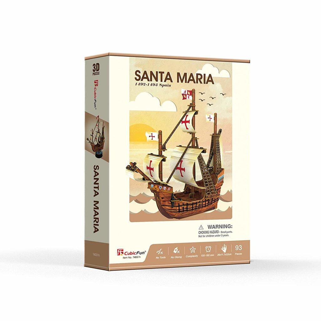 3D dėlionė Santa Maria laivas CubicFun, 93 d. kaina ir informacija | Dėlionės (puzzle) | pigu.lt