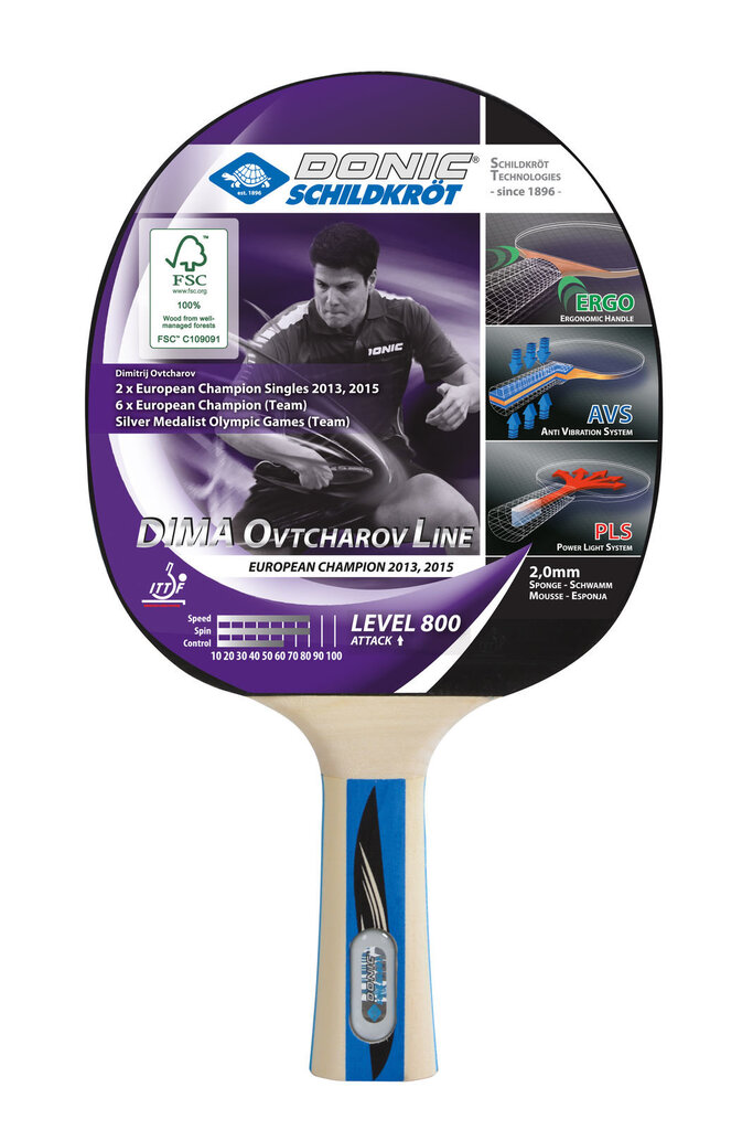 Stalo teniso raketė Donic Ovtcharov 800 FSC цена и информация | Stalo teniso raketės, dėklai ir rinkiniai | pigu.lt