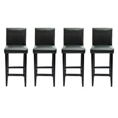 Modernių juodos dirbtinės odos baro kėdžių komplektas, 4 vnt. kaina ir informacija | Virtuvės ir valgomojo kėdės | pigu.lt