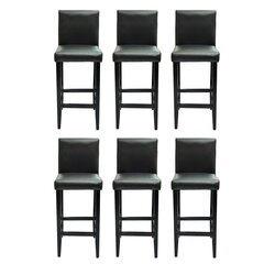 Барные стулья из черной искусственной кожи, 6 шт. цена и информация | Стулья для кухни и столовой | pigu.lt