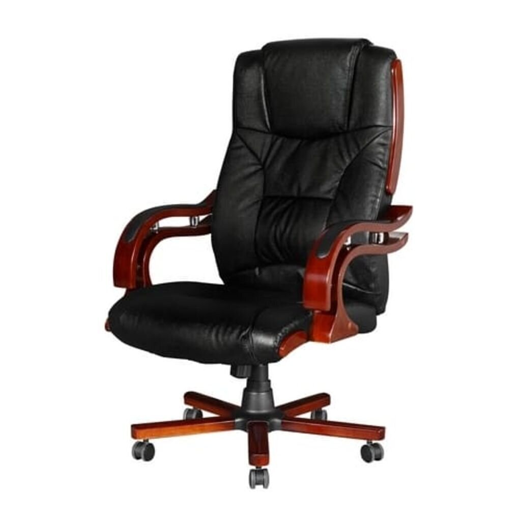 Odinė biuro kėdė aukštu atlošu, juoda цена и информация | Biuro kėdės | pigu.lt