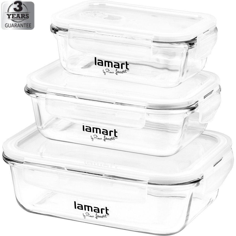 LAMART Air maisto saugojimo indų komplektas, 3 vnt. (370/640/1040 ml) цена и информация | Maisto saugojimo  indai | pigu.lt