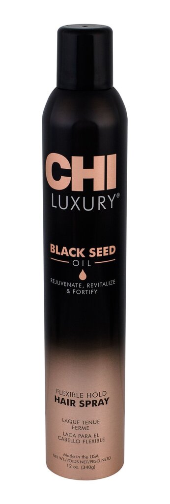 Lanksčios fiksacijos plaukų lakas su juodgrūdžių aliejumi CHI Luxury 340 g цена и информация | Plaukų formavimo priemonės | pigu.lt