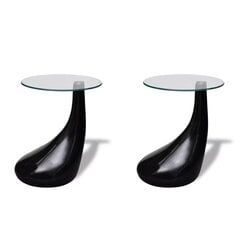Lašo formos dviejų juodų kavos staliukų komplektas kaina ir informacija | Kavos staliukai | pigu.lt