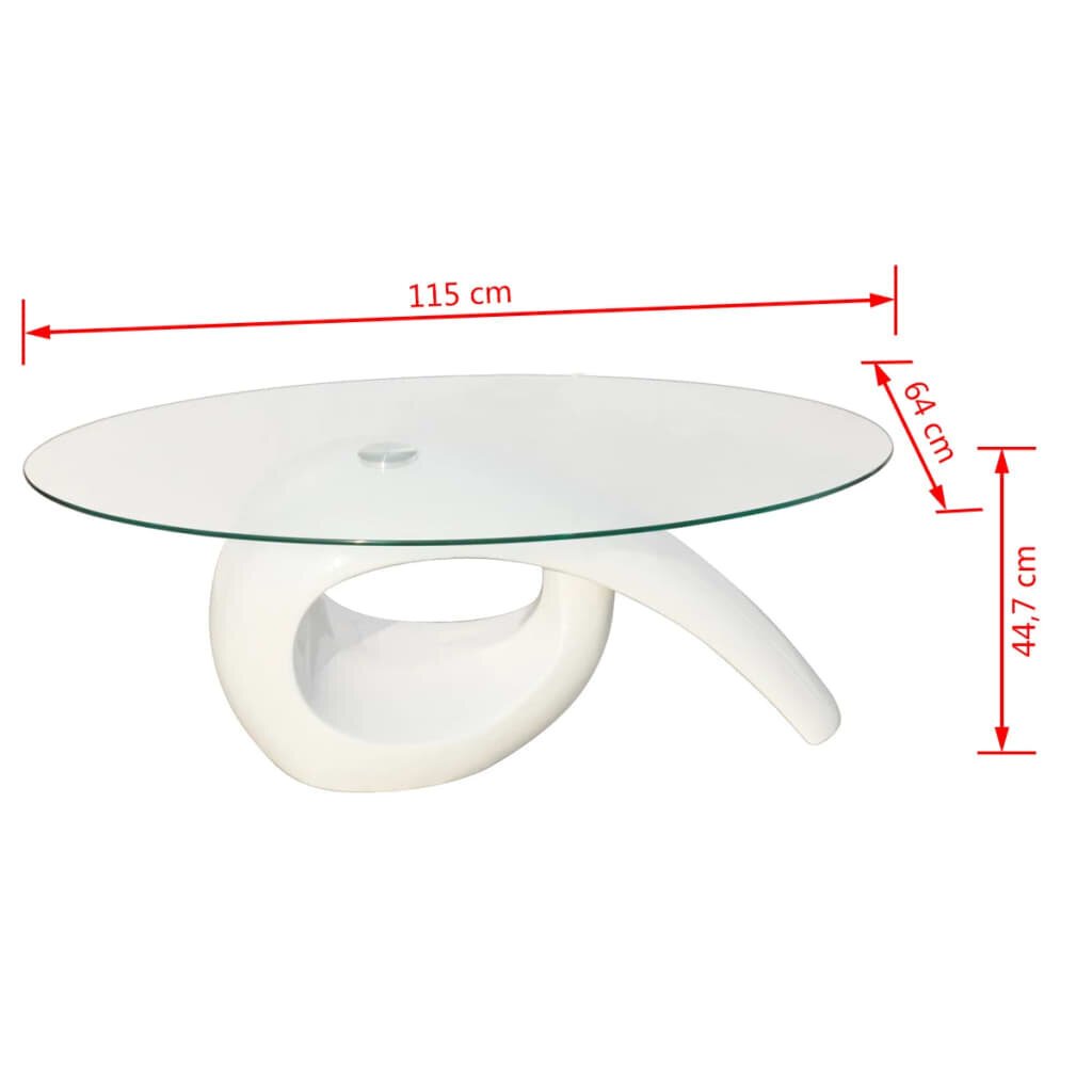 Kavos staliukas su stikliniu stalviršiu, ypač blizgus baltas kaina ir informacija | Kavos staliukai | pigu.lt