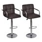 2 baro kėdžių su porankiais komplektas, rudos kaina ir informacija | Virtuvės ir valgomojo kėdės | pigu.lt