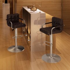 Набор из 2 барных стульев с подлокотниками, коричневый цена и информация | Стулья для кухни и столовой | pigu.lt