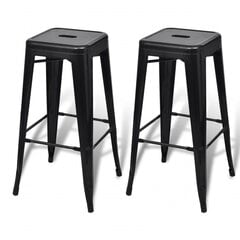 2 aukštos baro kėdės, juodos, kvadrato formos sėdynė kaina ir informacija | Virtuvės ir valgomojo kėdės | pigu.lt