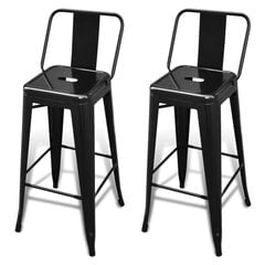 Высокие барные стулья, черные, квадратные, с поддержкой для спины, 2шт. цена и информация | Стулья для кухни и столовой | pigu.lt