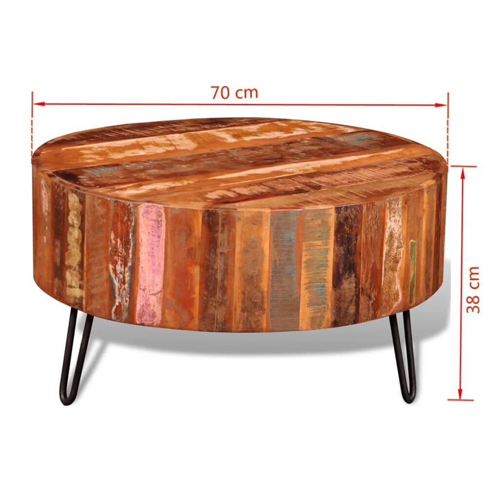Apvalus kavos staliukas iš perdirbtos medienos kaina ir informacija | Kavos staliukai | pigu.lt