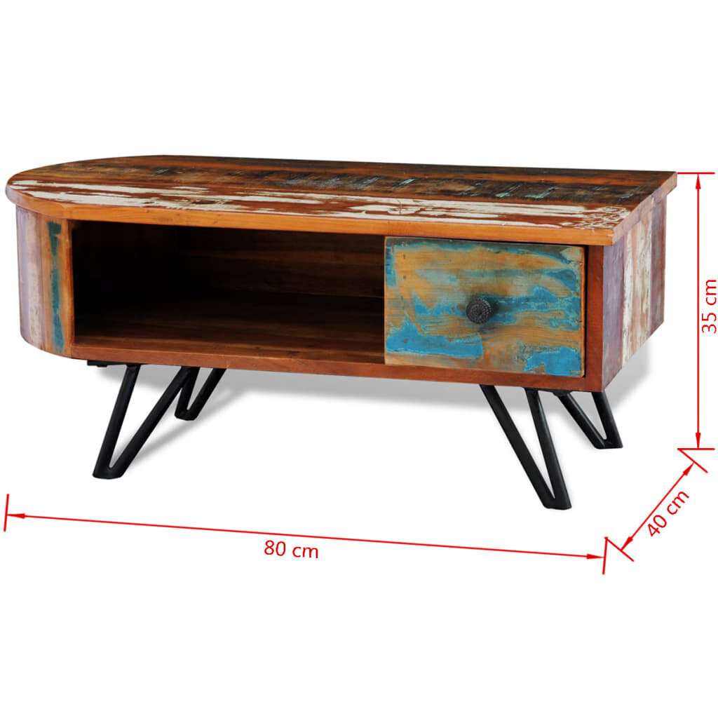 Kavos staliukas su geležinėmis kojelėmis iš perdirbtos medienos kaina ir informacija | Kavos staliukai | pigu.lt