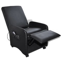 Sulankstomas, masažinis fotelis iš dirbtinės odos, juodas kaina ir informacija | Svetainės foteliai | pigu.lt