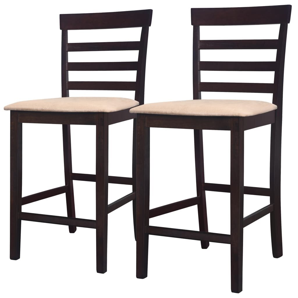 Medinių baro kėdžių komplektas, rudos/kreminės spalvos, 2 vnt. kaina ir informacija | Virtuvės ir valgomojo kėdės | pigu.lt