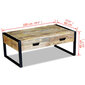 Kavos staliukas su 2 stalčiais, mango mediena, 100x60x40 cm kaina ir informacija | Kavos staliukai | pigu.lt