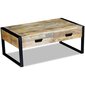 Kavos staliukas su 2 stalčiais, mango mediena, 100x60x40 cm kaina ir informacija | Kavos staliukai | pigu.lt