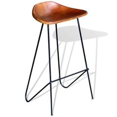 Барные стулья из натуральной кожи, 2 шт., коричневые цена и информация | Стулья для кухни и столовой | pigu.lt
