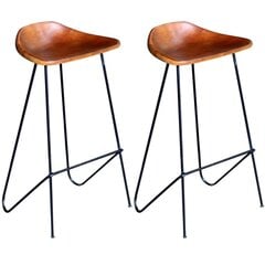 Baro kėdės, tikra oda, rudos, 2 vnt. kaina ir informacija | Virtuvės ir valgomojo kėdės | pigu.lt