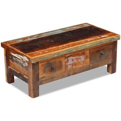 Kavos staliukas su stalčiais, perdirbta mediena, 90x45x35 cm kaina ir informacija | Kavos staliukai | pigu.lt
