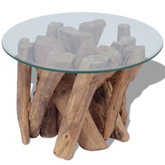 Кофейный столик, массив дерева тика, 60 см цена и информация | Журнальные столики | pigu.lt