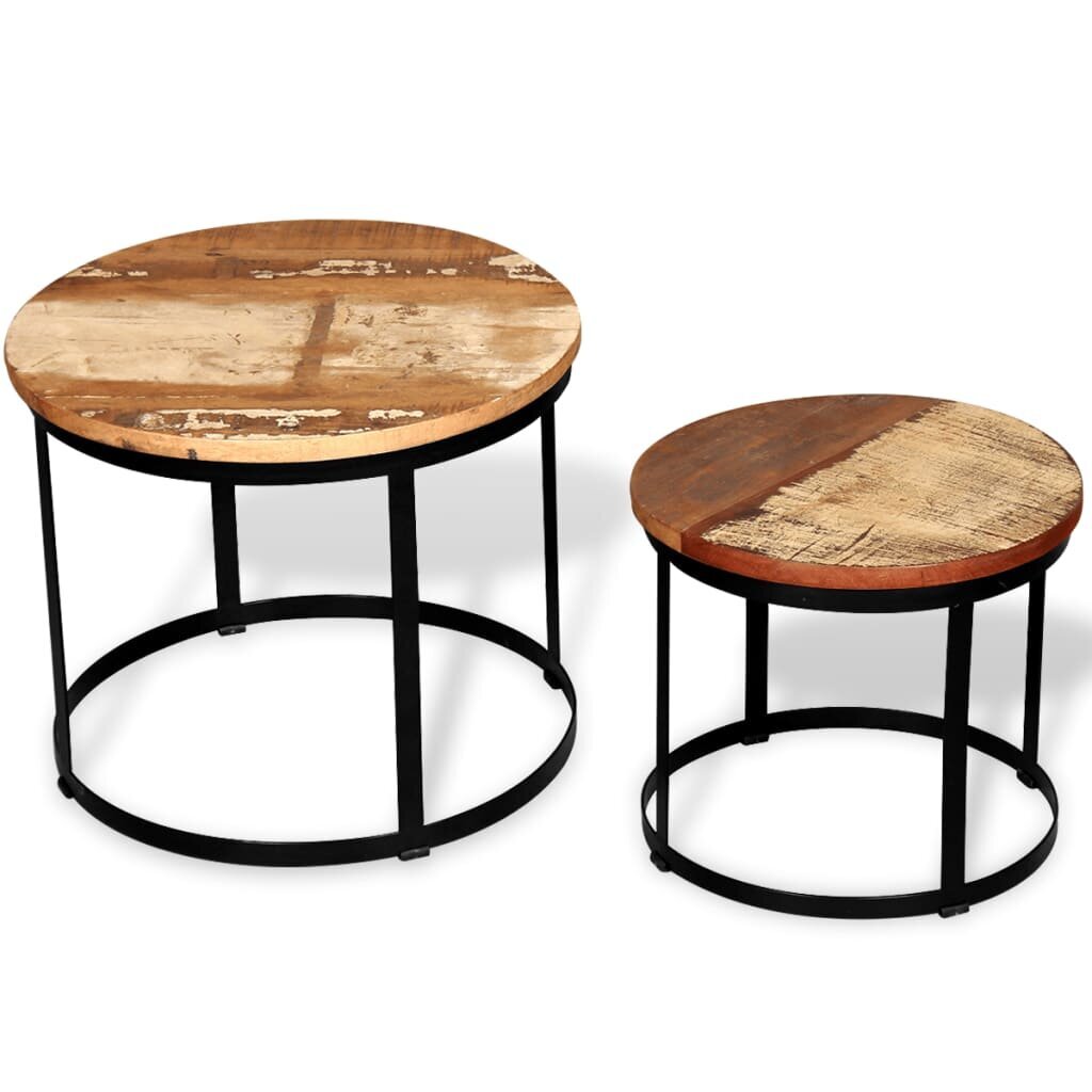 2 dalių kavos staliukų komplektas, 40/50 cm, mediena, apvalus kaina ir informacija | Kavos staliukai | pigu.lt