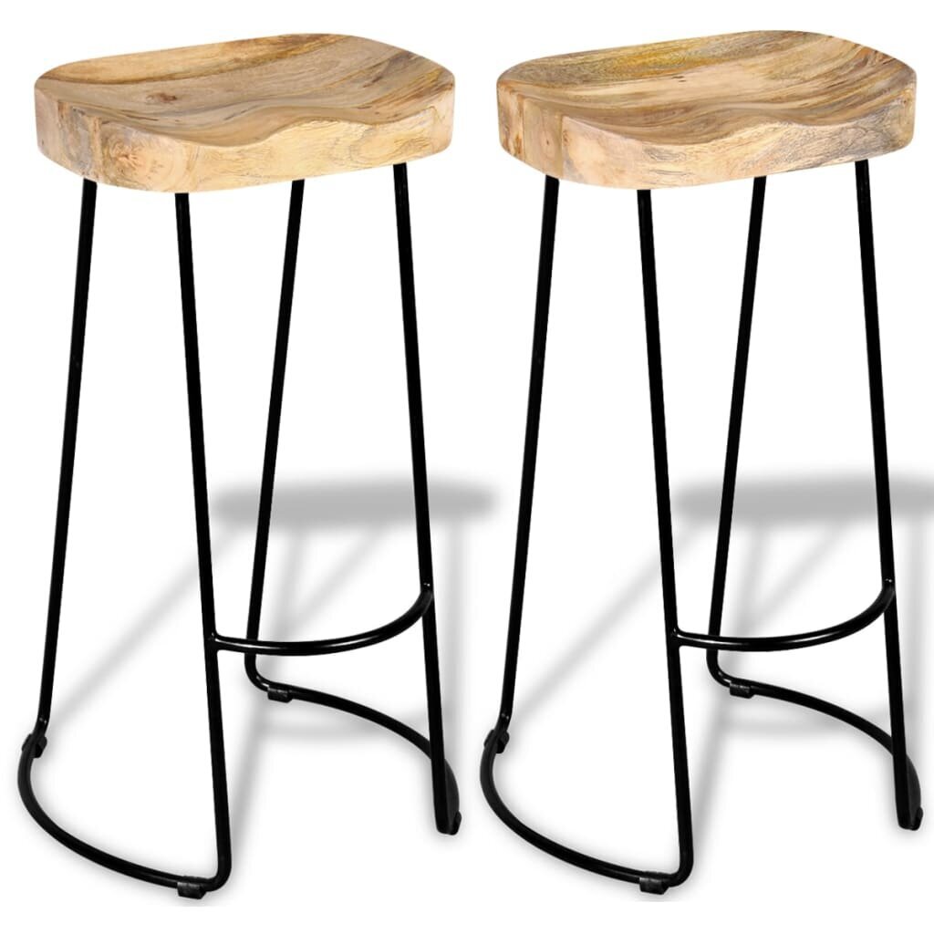 Baro kėdės, masyvi mango mediena, 2 vnt. kaina ir informacija | Virtuvės ir valgomojo kėdės | pigu.lt