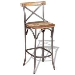Барный стул из массивной переработанной древесины, 42x42x110 см цена и информация | Стулья для кухни и столовой | pigu.lt