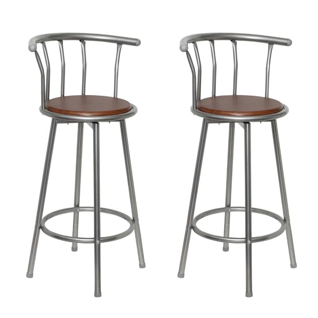 Dviejų baro kėdžių komplektas, medis ir plienas kaina ir informacija | Virtuvės ir valgomojo kėdės | pigu.lt