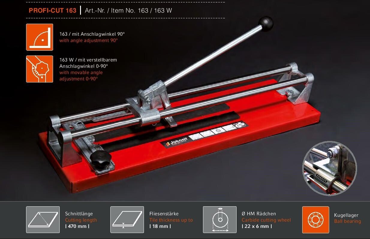 Plytelių pjaustymo staklės JOKOSIT PROFI-CUT 163W (470 mm) цена и информация | Mechaniniai įrankiai | pigu.lt