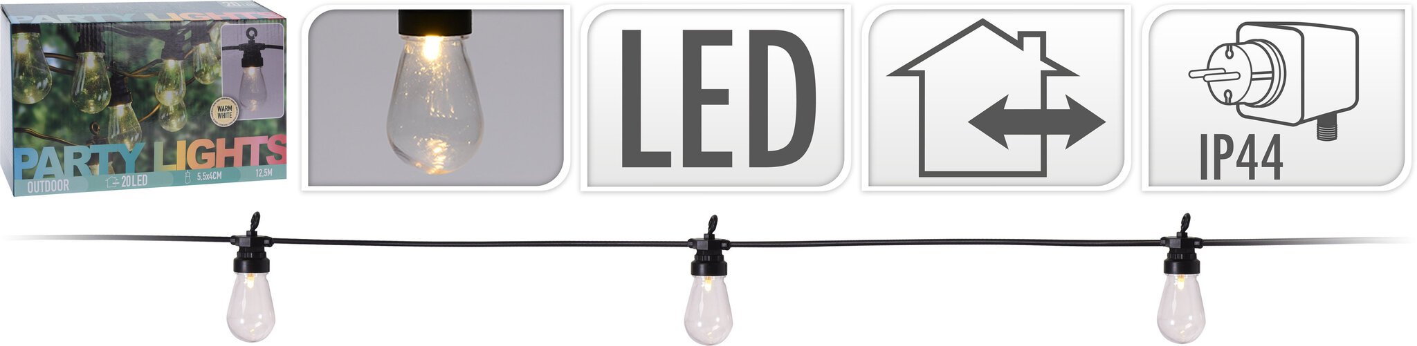 ProGarden LED vakarėlių apšvietimo rinkinys, 20 lempučių, 12V kaina |  pigu.lt