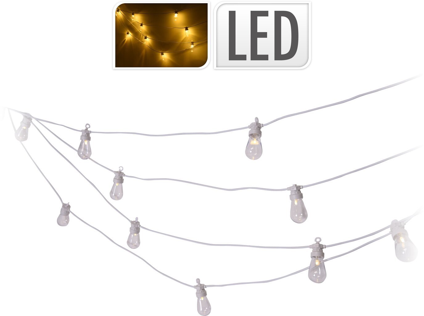 ProGarden LED vakarėlių apšvietimo rinkinys, 20 lempučių, 12V kaina ir informacija | Lauko šviestuvai | pigu.lt
