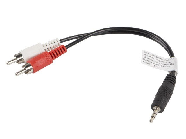 Lanberg, MiniJack 3.5 mm - 2 x RCA, 0.2 m kaina ir informacija | Kabeliai ir laidai | pigu.lt