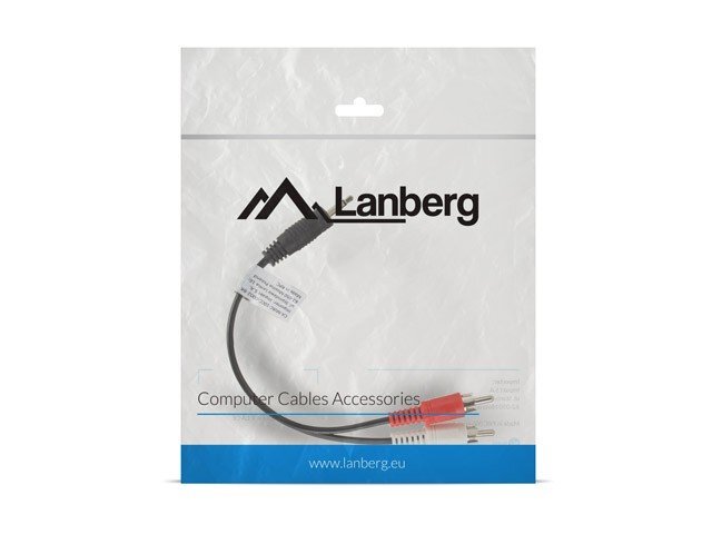 Lanberg, MiniJack 3.5 mm - 2 x RCA, 0.2 m kaina ir informacija | Kabeliai ir laidai | pigu.lt