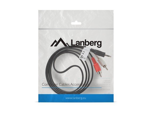 Lanberg, MiniJack 3.5mm - 2 x RCA, 1.5 m цена и информация | Kabeliai ir laidai | pigu.lt