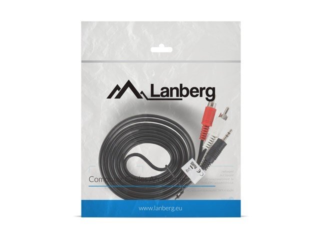 Lanberg, MiniJack 3.5mm - 2 x RCA, 2 m kaina ir informacija | Kabeliai ir laidai | pigu.lt