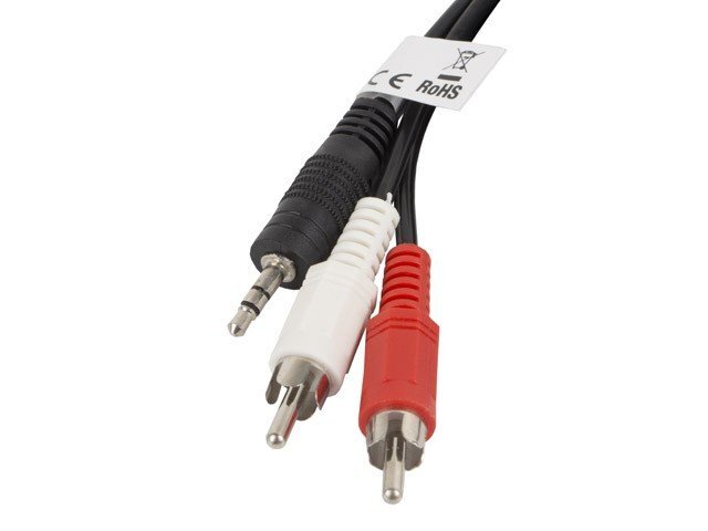 Lanberg, MiniJack 3.5mm - 2 x RCA, 2 m kaina ir informacija | Kabeliai ir laidai | pigu.lt