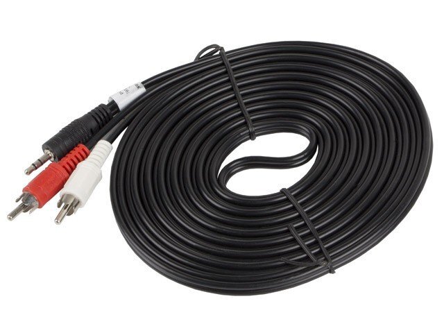 Lanberg, MiniJack 3.5 mm - 2x RCA, 5 m kaina ir informacija | Kabeliai ir laidai | pigu.lt