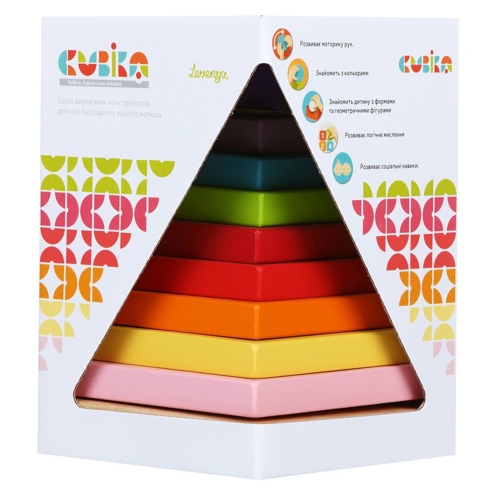 Medinių kaladėlių rinkinys Cubika Piramidė цена и информация | Žaislai kūdikiams | pigu.lt