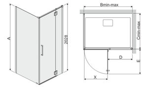 Kampinė dušo kabina Sanplast Space Line KNDJ2L/Space 100x110s, R kaina ir informacija | Dušo kabinos | pigu.lt