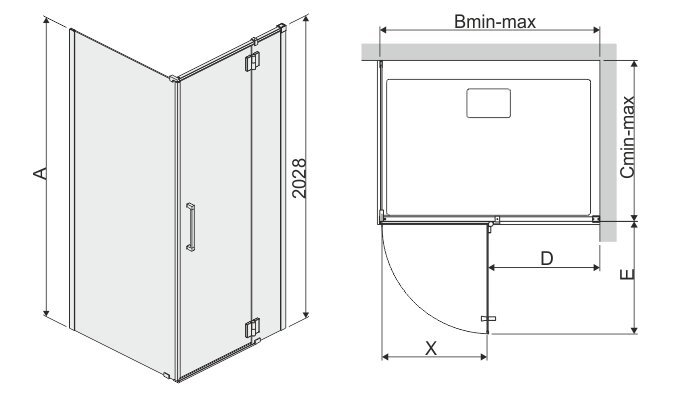 Kampinė dušo kabina Sanplast Space Line KNDJ2L/Space 80x90s, R kaina ir informacija | Dušo kabinos | pigu.lt