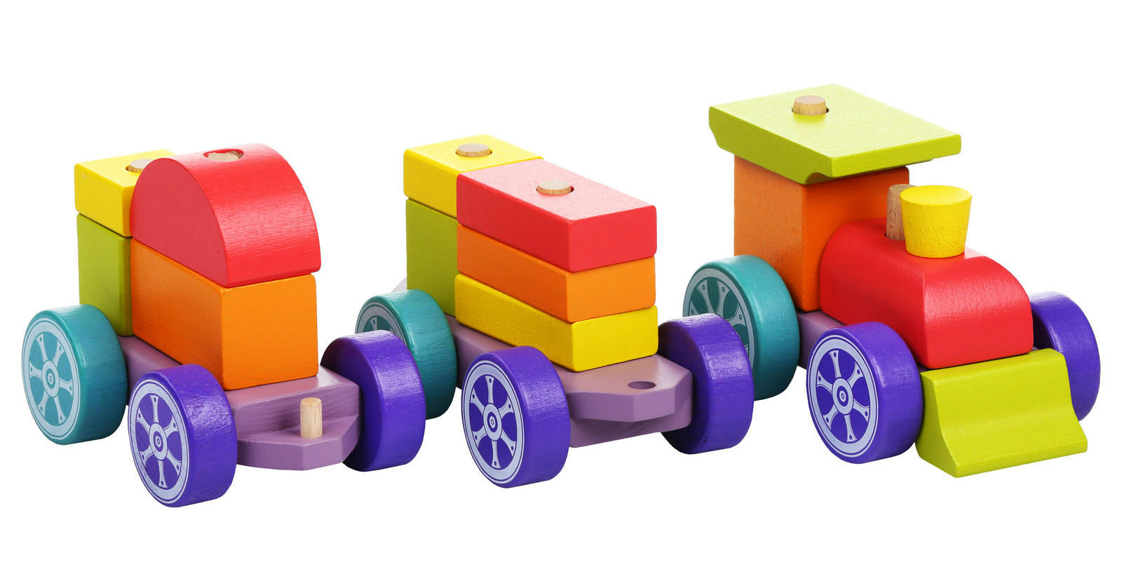 Medinių kaladėlių traukinukas Cubika, 15 kalad. цена и информация | Žaislai kūdikiams | pigu.lt