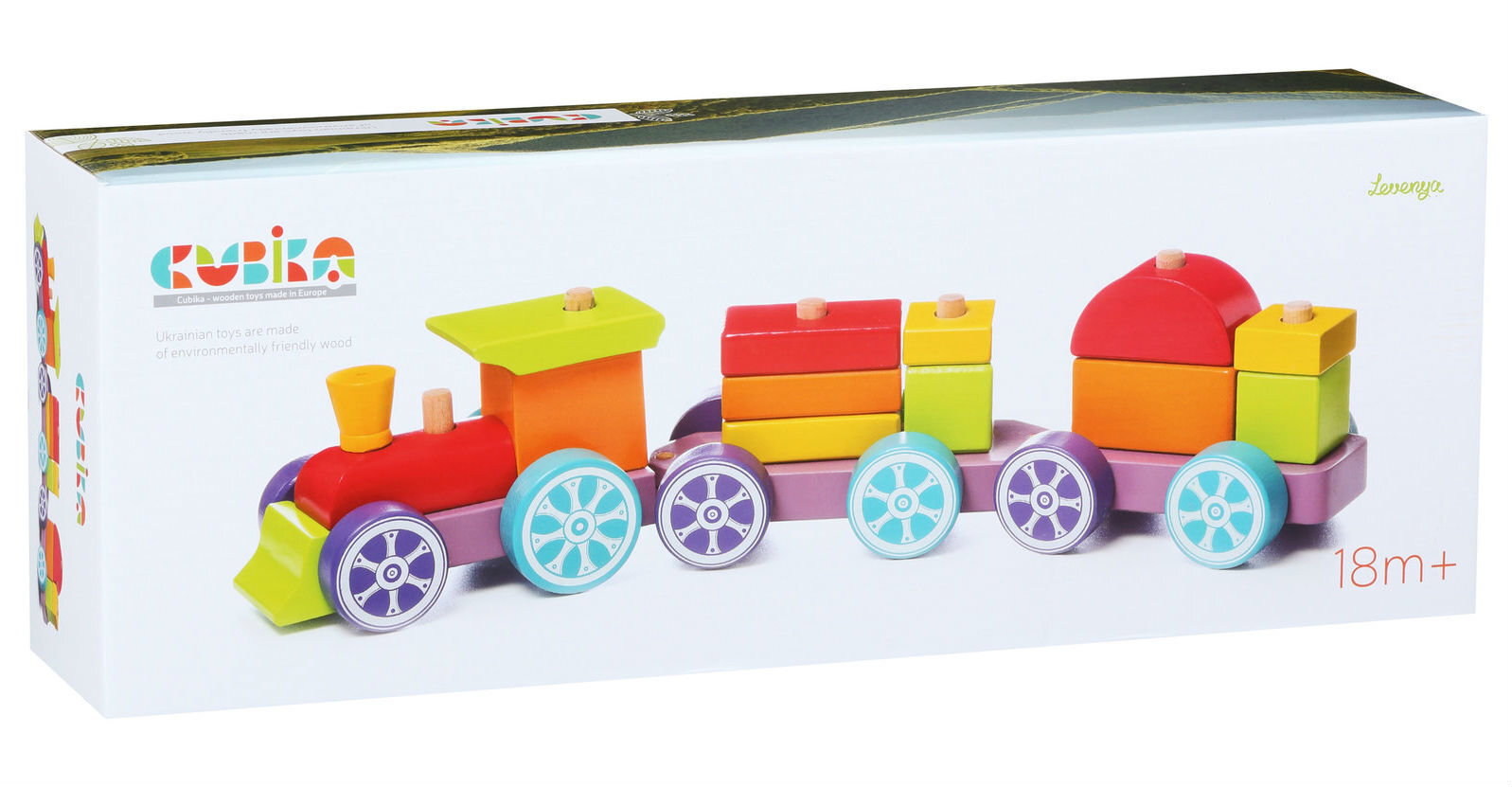 Medinių kaladėlių traukinukas Cubika, 15 kalad. цена и информация | Žaislai kūdikiams | pigu.lt